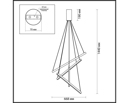 3860/48B L-VISION ODL20 051 черный/металл Подвесной светильник LED 3000K 48W 220V COMETA