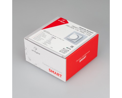 Панель SMART-P89-DIM-IN White (230V, 1.5A, TRIAC, Rotary, 2.4G) (ARL, Пластик)