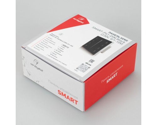 Панель SMART-P34-DIM-IN Black (230V, 0-10V, Sens, 2.4G) (ARL, IP20 Пластик, 5 лет)