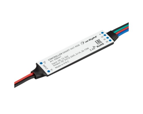 Контроллер SMART-K47-RGB (12-24V, 3x1A, 2.4G) (ARL, IP20 Пластик, 5 лет)
